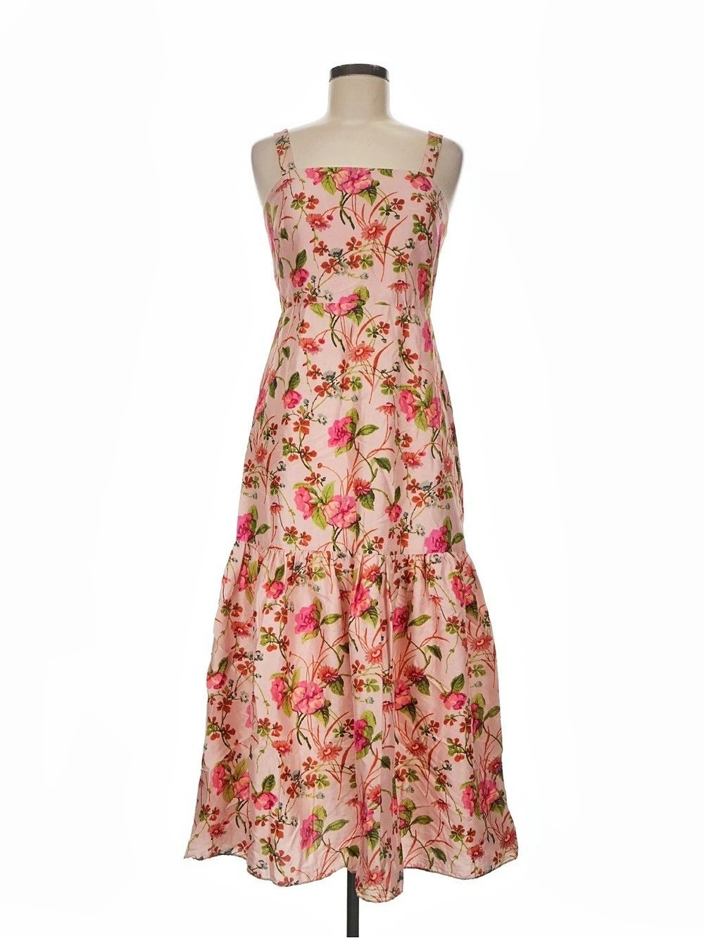 L.K. Bennett 100% Silk Floral Essie Dress in Pink Size 4